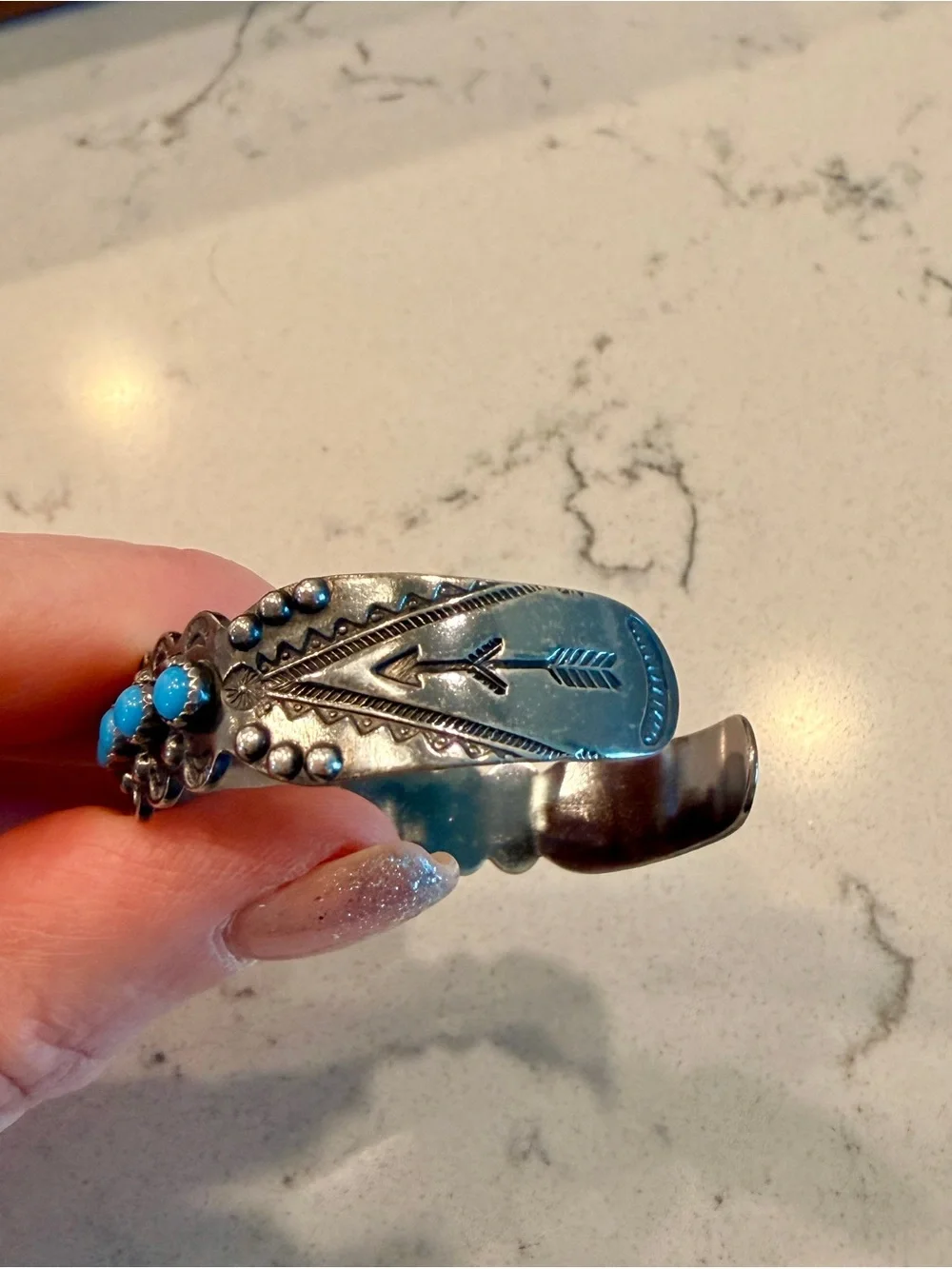 Vintage Bell Trading Post Turquoise & Silver Native American Made Bracelet